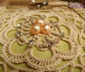 Wedding Ring Bearer Pillow Unique Antique Lace~Shabby~Pastel Green