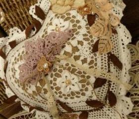 Wedding Ring Pillows bearer Unique ring pillow PEARLS ~Shabby ~burlap