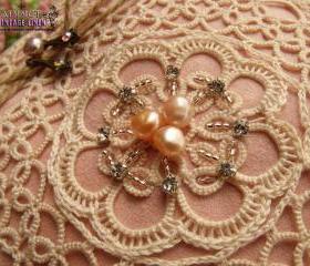 Wedding Ring Bearer Pillow Unique Antique Ecru Lace~Shabby~Romantic~Pale PINK